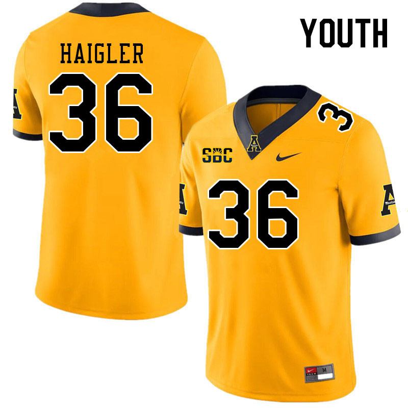 Youth #36 Kevon Haigler Appalachian State Mountaineers College Football Jerseys Stitched Sale-Gold